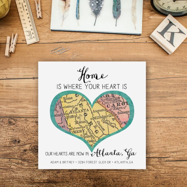Moving Announcements, USA State Atlas, Home is where your heart is, Housewarming Party, New Home Card, Hew House, We've Moved,We're Moving