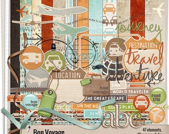 Bon Voyage - Instant Download - Travel themed digital scrapbooking kit by Mira Designs