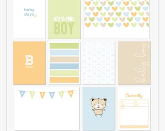 Baby Days (Boy) - Printable journal cards for pocket and digital scrapbooking by Mira Designs