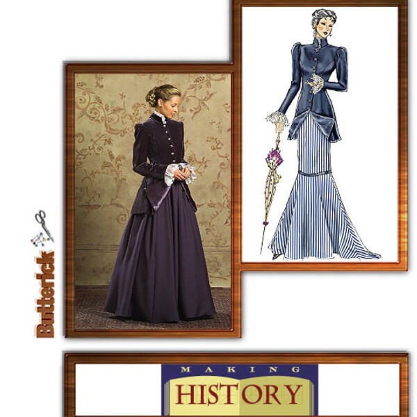 B4954 Butterick Misses Costume Pattern Early 20th Century Jacket and Skirt, Cosplay, Edwardian Era Pattern, early 1900's pattern