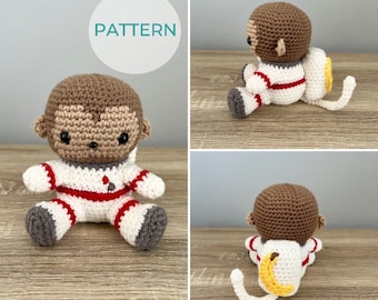 PATTERN ONLY: Space Monkey Crochet Pattern PDF, Astronaut, Amigurumi Pattern, Left Handed, Right Handed, Photo Tutorial, Instant Download