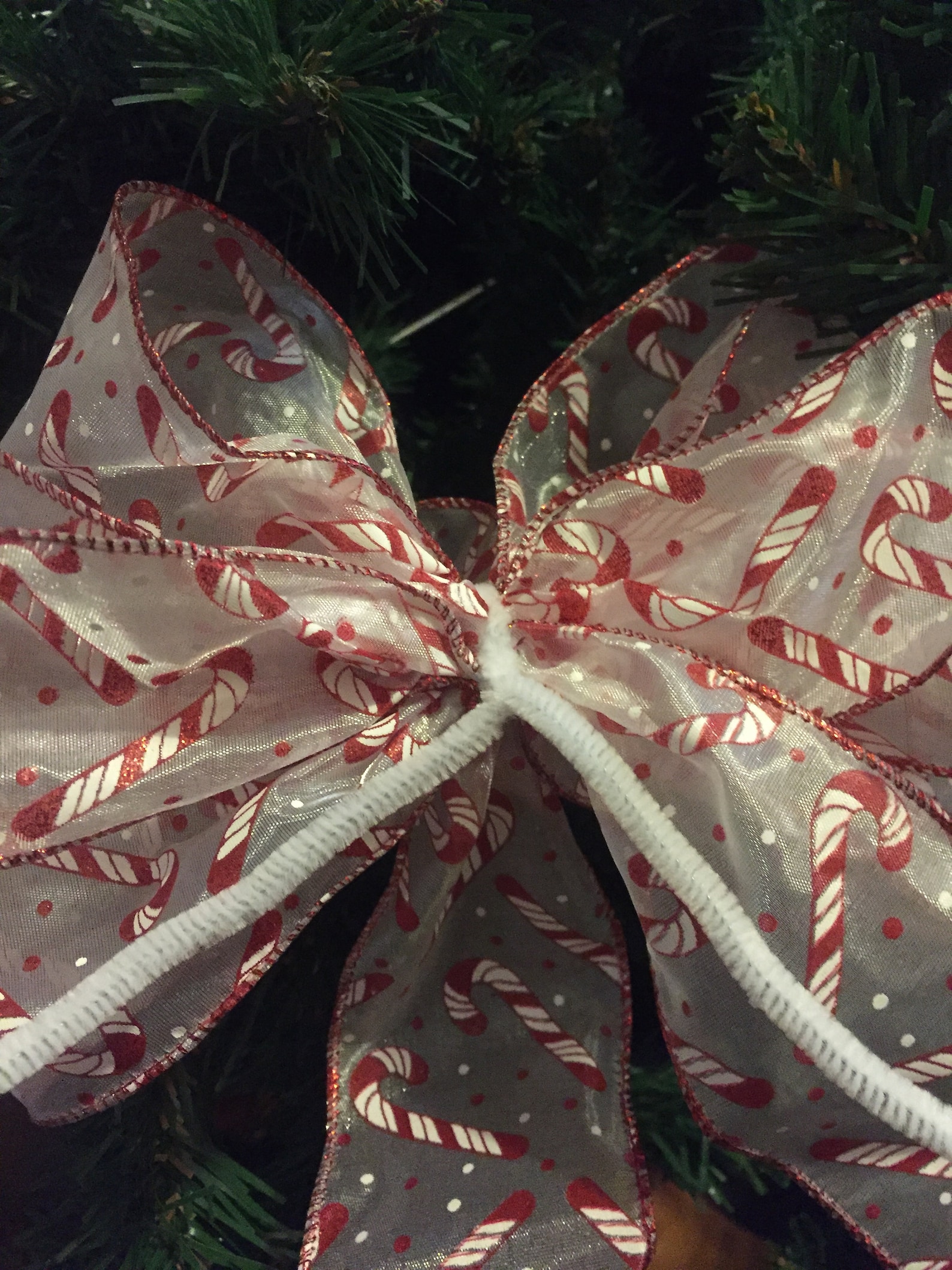 2 Candy Cane Bows Wreath Bow Garland Bow Red/white Candy Etsy