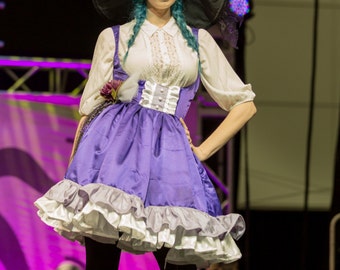 Purple Satin Jumper Lolita Dress with Ruffle