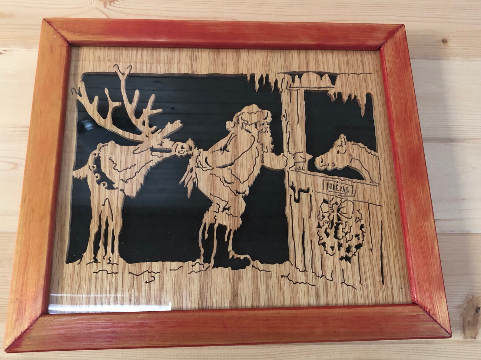 10x12 Santas Reindeer Wood Scroll Saw Portrait for Christmas Decor Etsy
