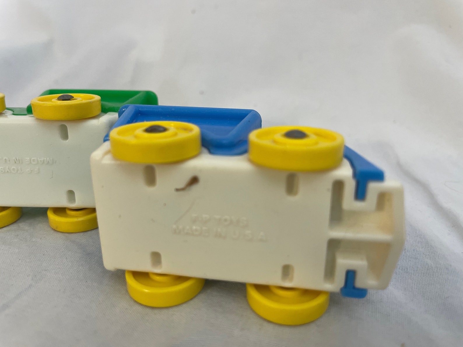 Vintage Fisher Price Little People Riders Trains Blue and Green Lot of ...