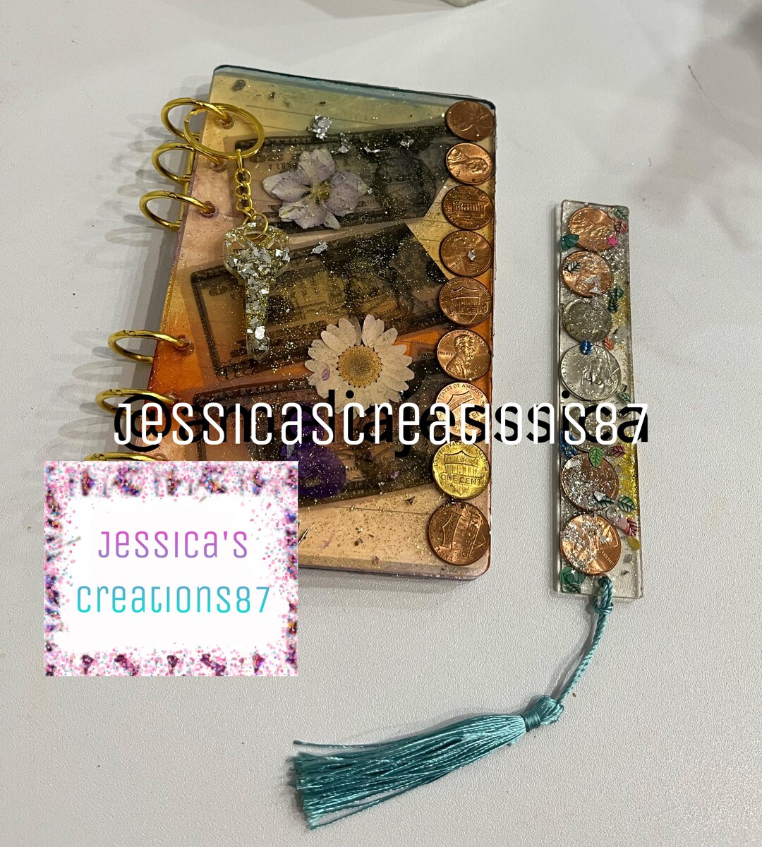 Personalized Resin Money Manifestation Notebook and Bookmark With Real ...