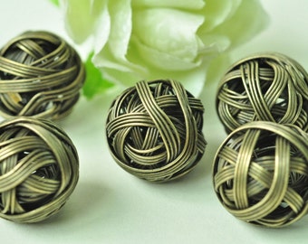 20pcs Antique Bronze Wire Yarn Ball Charms 16mm Diameter