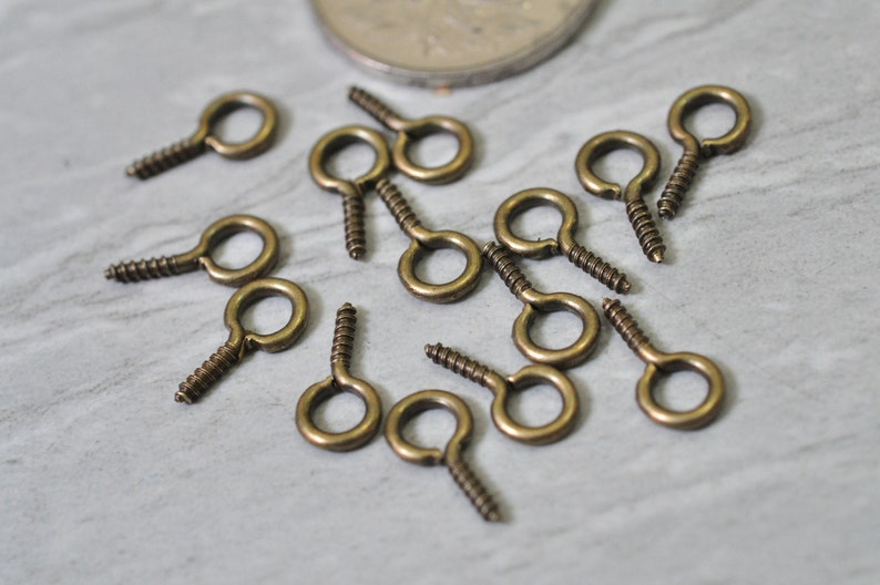 Antique Bronze / Silver / Gold Screw Eye Pins Bails Eyehook Etsy