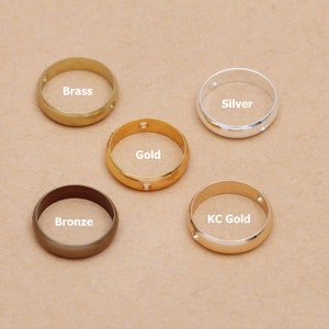 100pcs 6mm/8mm/10mm Brass Round Bead Frame Connectors, Spacer Bead Findings, 2 Punched Holes Circle Ring for Bracelet Beads, Hair Pin
