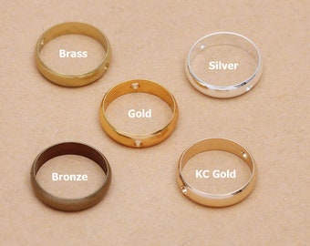 100pcs 6mm/8mm/10mm Brass Round Bead Frame Connectors, Spacer Bead Findings, 2 Punched Holes Circle Ring for Bracelet Beads, Hair Pin