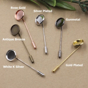 10sets 10mm/12mm/14mm/16mm/18mm/20mm Brass Needle Eyepin DIY Clutch Brooch Finding Pin Back Stick 50mm Thickness 1mm Pad Base