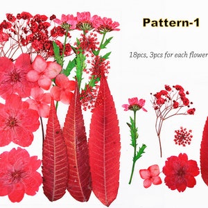 36pcs/2packs Red Pressed Flowers, Natural Dried Flowers for Resin, Card Making, iPhone Case Decor