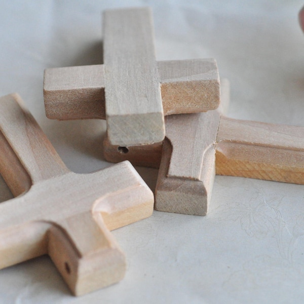 2pcs 76x52mm Huge Thick Natural Wood Cross Charms Unfinished Wooden Cross