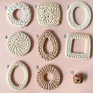 10pcs Lightweight Earrings, Handwoven Rattan Earrings, Boho Woven Earrings, Rattan Straw Earrings - Woven by Hand, Boho Gift Ideas for Her