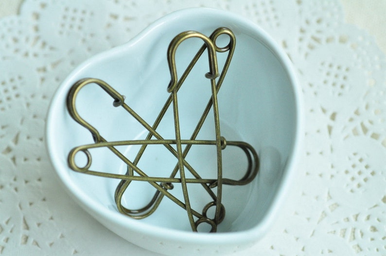 10pcs Safety Pin Brooch Antique Bronze Large Safety Pin Brooch Etsy