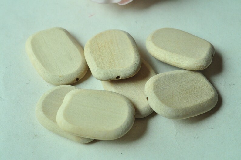 8pcs Square Wooden Bead Round Corner Bead Unfinished Natural Etsy