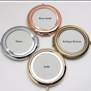 10 espejos de bolsillo redondos en blanco, espejo compacto personalizado, espejos compactos, espejos de dama de honor personalizados, espejo de maquillaje, 58 mm