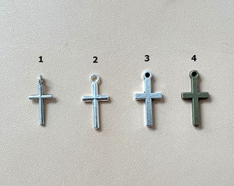 200pcs/pack Silver/Antique Silver/Antique Bronze Mini Small Cross Charm Pendant