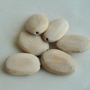 20pcs/pack Natural Oval Wood Beads, Unfinished Wooden Beads for Necklace, Earrings, Handmade Crafting - 28x20mm