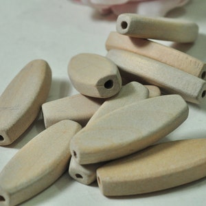20pcs/pack Oval Wood Bead Unfinished Natural Ellipse Wooden Bead 38x15mm