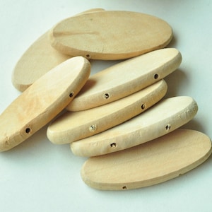 10pcs/pack Unfinished Natural Wood Bead, Oval Wooden Crafts for Handmade Jewelry, Necklace Crafts - 55x22mm
