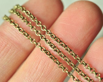 5m(16ft) 2mm Rolo Chain, Antique Bronze Baby Belcher Chain for Necklace, Kids Crafts