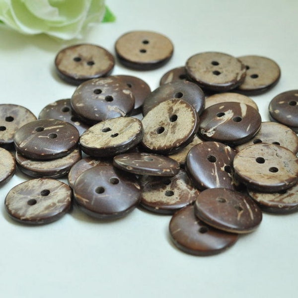 10mm/15mm/20mm Natural Coconut Shell Buttons Round Coconut Shell Button 2 Holes Button Sewing Fabric