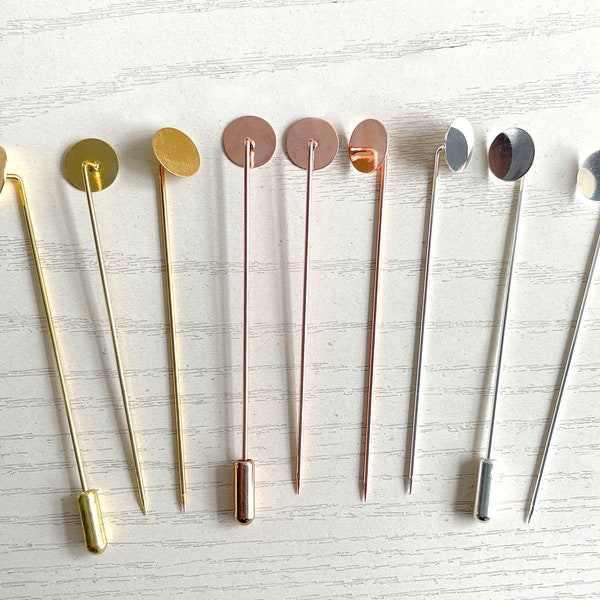 50 Sets Anstecknadel-Rohlinge, Stecknadel-Clutch, 65 mm/93 mm, 10 mm Basispolster, Gummistopfen, Messing-Nadel-Ösennadel, DIY-Clutch-Brosche-Pin-Back-Stick