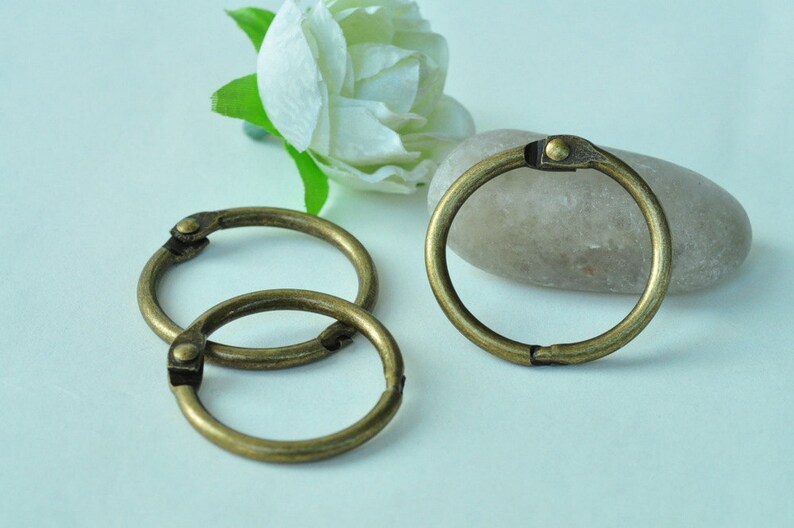 Open Split Key Ring Round Keyring Antique Bronze / White K Etsy