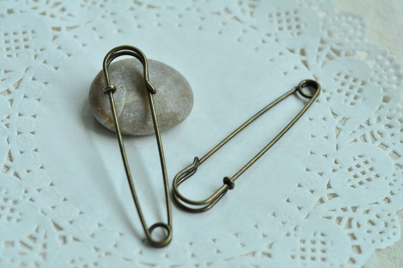 10pcs Safety Pin Brooch Antique Bronze Large Safety Pin Brooch Etsy