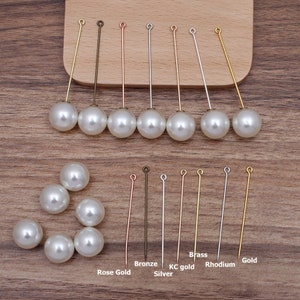 50sets/pack 50mm Brass Lapel Pin Stick Pin Clutch DIY Clutch Brooch Finding Pin Back Stick 1mm Thickness, Silver/Bronze/Rhodium/Gold/KC Gold