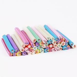 50pcs Pre-baked Polymer Clay Canes Ready for Nails, Assorted Fimo Canes Cutters, Fruit Canes Earrings, Nail Art Manicure Deco, Fimo Sticks Christmas