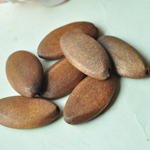 10pcs/pack Oval Wooden Beads, Brown Finished Ellipse Wood Beads for Jewelry, Beading, Handmade Crafts - 26x14mm