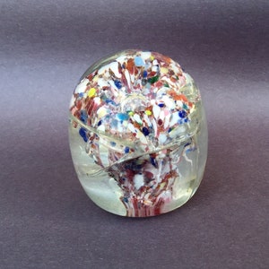 Large Multicolored Glass Paperweight Midcentury Office