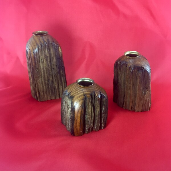 Rustic Wormy Chestnut Candle Holders