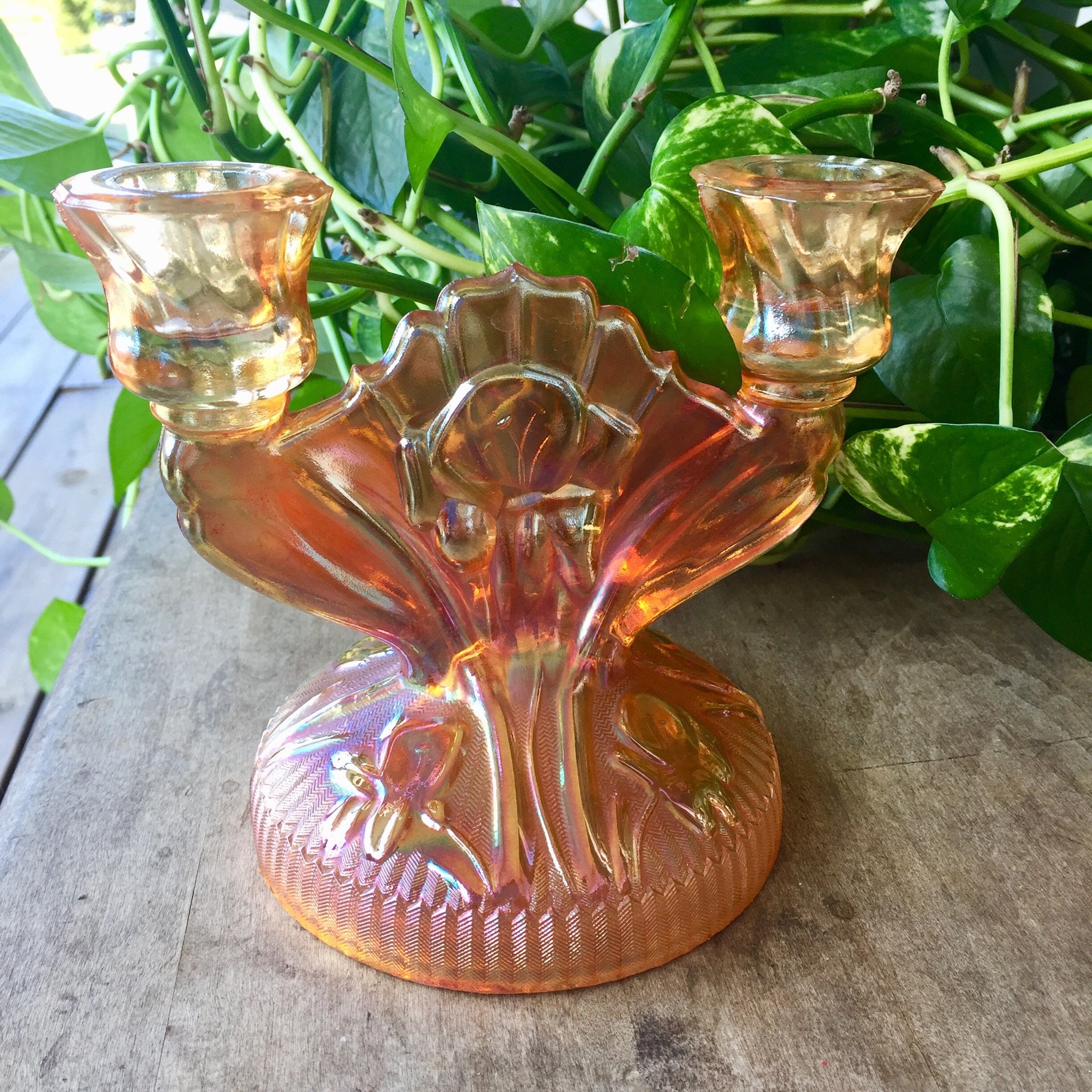 Jeannette Marigold Glass Candle Holders Iris And Herringbone Etsy Jeannette Marigold Glass Candle Holders Iris And Herringbone Etsy
