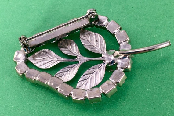 Rhinestone Brooch With Silver Leaves - image 5