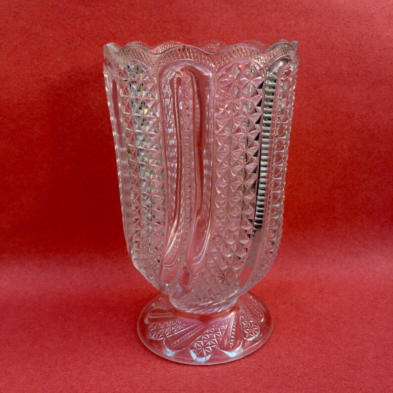 Clear Glass Vase with DiamondCut Design Etsy