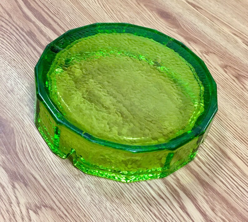 Large Blenko Emerald Green Glass Ashtray