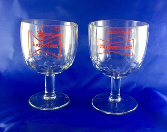 Retro Budweiser Thumbprint Glasses