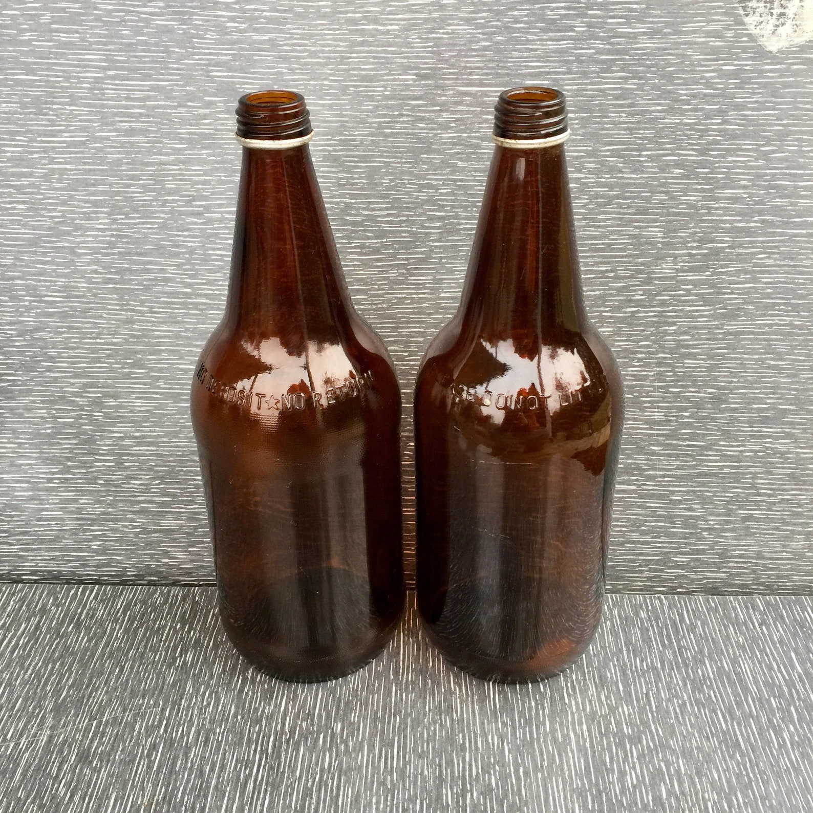 Vintage Brown Beer Bottles 32 Oz Etsy
