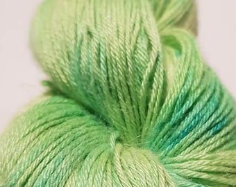 70% Alpaca / 30 Silk, 4ply, fingering, lime green, green, fluro, soft.