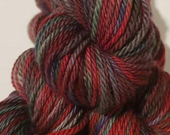 Hand dyed, Merino Bulky - SW, 100g skein, 100% superwash merino wool,red, green,