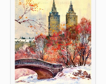 Central Park West New York Print from Watercolor Original Painting Artwork | New York Poster | New York Watercolor | New York Wall Art