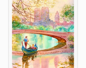 Central Park Lake New York Print from Watercolor Original Painting Artwork | New York Poster | New York Watercolor | New York Wall Art