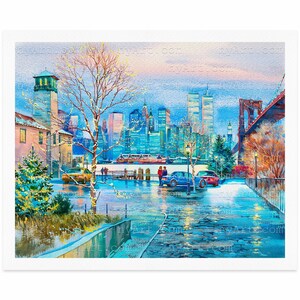 New York The River Café Print from Watercolor Original Painting Artwork | Cityscape Travel Poster | New York City Skyline Wall Art Decor
