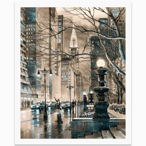 Chrysler Building Sepia New York Print from Watercolor Original Painting Artwork New York Poster New York Watercolor New York Wall Art image 1