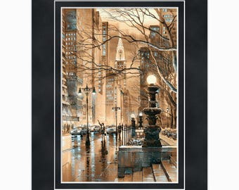 Chrysler Building Sepia – Watercolor Fine Art Print by Roustam Nour