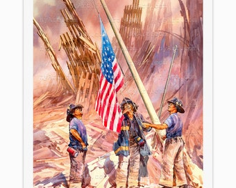 Hommage du 11 septembre à New York, impression à partir d'une oeuvre d'art originale à l'aquarelle | affiche de New York | Aquarelle de New York | Art mural new-yorkais