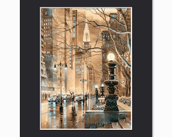 Chrysler Building Sepia – Watercolor Fine Art Print by Roustam Nour